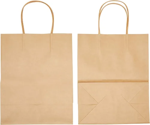 Miniatura 8 de Juvale Bolsas de regalo marrones con asas, paquete de 12 unidades, grandes, marrones, 8 x 4.75 x 10 pulgadas, papel de 120 GSM, bolsas de regalo