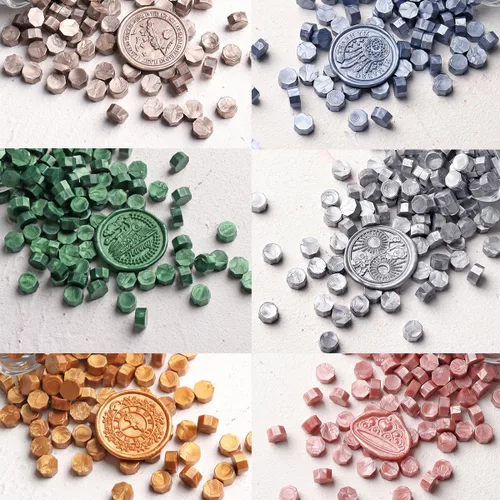 Miniatura 4 de Juego de 300 cuentas de cera de sellado dorado champán para sello de cera con velas y cuchara de fusión, perfecto para tarjetas de Navidad