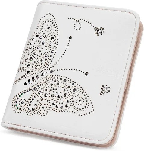 Miniatura 11 de KITEVIUN Pequeña cartera RFID para mujer, ultrafina, delgada, mini, compacta, plegable, con bolsillo, para mujer, púrpura (01-purple)