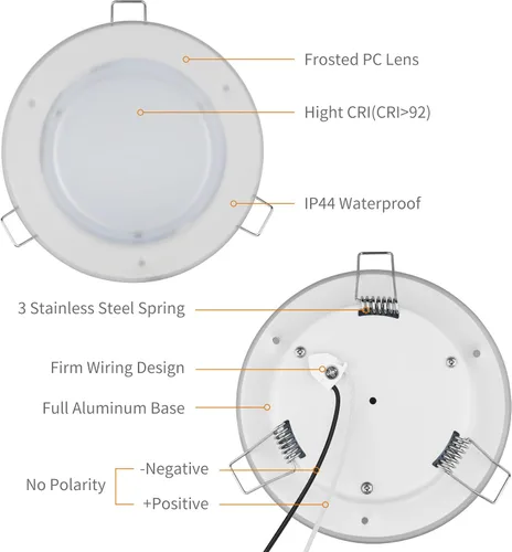 Miniatura 8 de RVZONE Luz LED de Techo Empotrada para RV Barco de 4.5 Pulgadas, Luz LED de Disco para RV de 12 Voltios Blanco Frío, Iluminación Interior Downlight