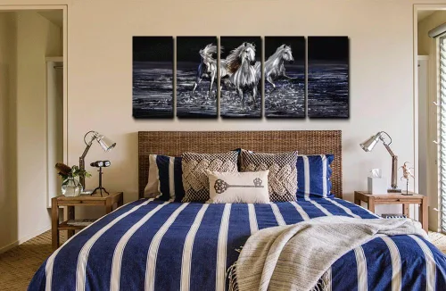 Miniatura 3 de Yihui Arts Arte de pared de metal de caballo hecho a mano, ilustraciones de aluminio modernas 3D animales para sala de estar, dormitorio, decoración