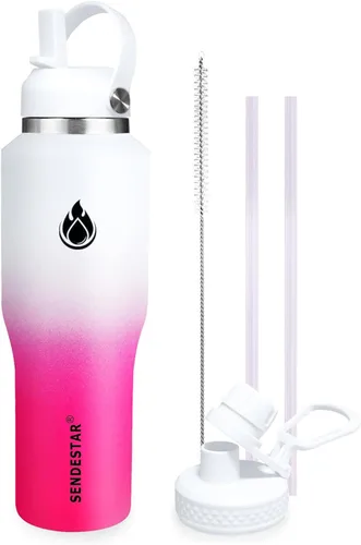 Miniatura 27 de SENDESTAR Botella de agua de acero inoxidable de 40 onzas (fría durante 48 horas, caliente durante 24 horas), botella aislada al vacío de doble Gris
