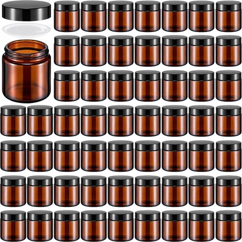 Miniatura 7 de Norme 48 frascos de vidrio de 4 onzas con tapas a prueba de fugas, redondos, herméticos, vacíos, frascos cosméticos con forros internos en la tapa