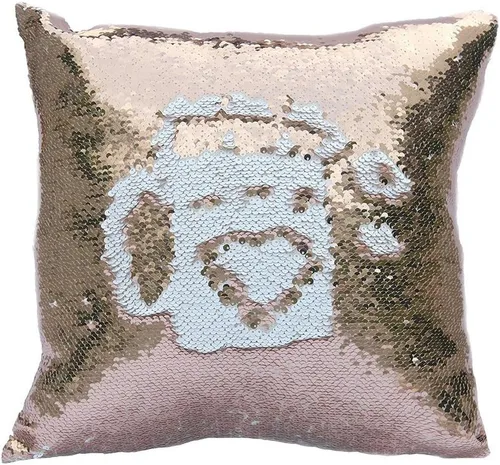 Freestyle - Fundas de almohada reversibles con lentejuelas, color dorado y blanco, 16 x 16, decoraciones creativas en sofás, sillones, camas, pisos,