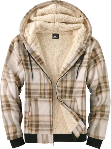 Miniatura 2 de Minfunttu Sudaderas con capucha para hombre, con cremallera, forro polar, sherpa, sudaderas pesadas, abrigo jacquard
