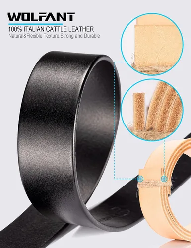 Miniatura 4 de WOLFANT Cinturón de cuero de grano completo, 100% cuero auténtico italiano