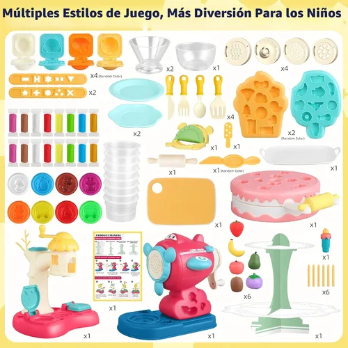 Miniatura 7 de Kaelinda 77 piezas 4 en 1 juegos de plastilina para niños de 2 a 4 a 8 años, kit de herramientas de accesorios de plastilina, helado, pastel