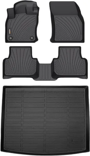 Miniatura 48 de Alfombrillas para todo tipo de clima y forro de carga para Volkswagen Atlas 2018-2025 (asiento de cubo de 6 pasajeros), juego completo de 3 filas