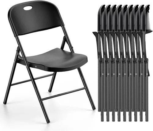 Miniatura 12 de Nazhura Silla plegable de plástico resistente con límite de peso 350 con marco de acero reforzado para interiores y exteriores, boda, fiesta