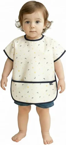 Miniatura 17 de Plie Short Sleeve Waterproof Bib for Toddlers – Easy Clean Feeding Apron for Mealtime, Daycare, Self-Feeding, Lightweight