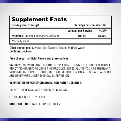 Miniatura 2 de Natural Systems - Vitamina E 60 cápsulas blandas de 400 UI de Natural Systems - Suplementos de vitamina E para el sistema inmunológico * - Cápsulas