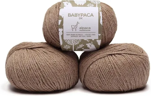 Juego de 3 madejas de hilo de lana 100% alpaca bebé (5.29 onzas) peso DK - Hecho en Perú - Celestialmente suave y perfecto para tejer a dos agujas y