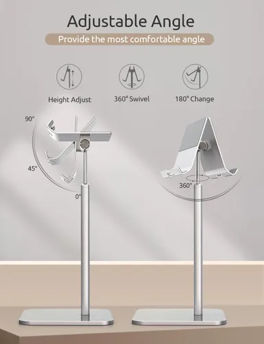 Miniatura 4 de ODOSOLA Soporte para tablet con ángulo de altura ajustable, soporte para iPad de escritorio a nivel de ojos, soporte para tablet para oficina