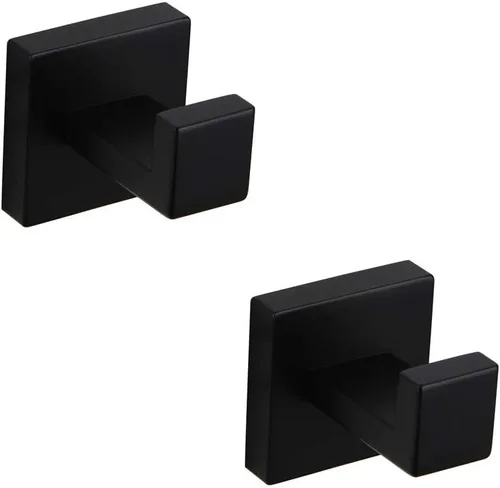 GERZWY Gancho para ropa de baño, color negro mate, SUS 304, de acero inoxidable, para toalla/bata, para baño, estilo moderno, montado en la pared,