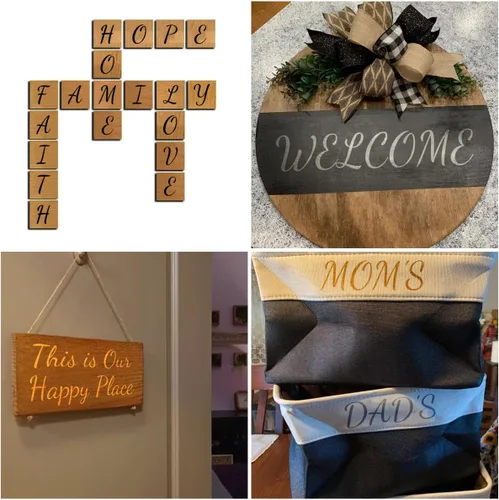 Miniatura 2 de Plantillas de letras del alfabeto de 1 pulgada para pintar, paquete de 70 plantillas de letras y números con letreros para pintar sobre madera