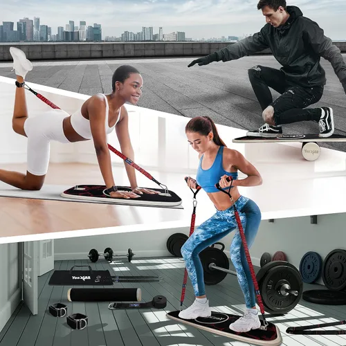 Miniatura 5 de Yes4All Tabla de Equilibrio Entrenador Deportivo, Tabla de Entrenador de Surf con Topes Ajustables, Mejora la Fuerza del Core y el Control del H.