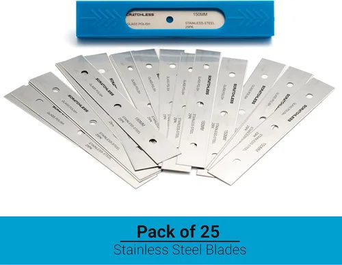 Miniatura 3 de GLASS POLISH GP15043 - Paquete de 25 cuchillas de acero inoxidable de doble filo, cuchillas de repuesto afiladas con láser de 0.008 in para raspador