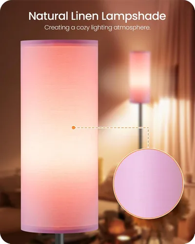 Miniatura 5 de Paquete de 2 lámparas de pie rosas regulables para sala de estar con 2 controles remotos e interruptor de pie, lámpara de pie de esquina, lámpara