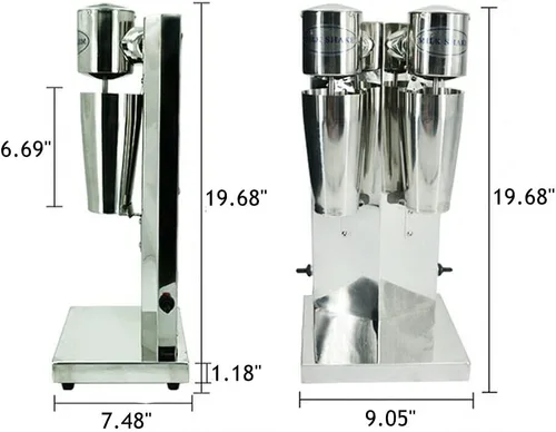 Miniatura 2 de Batidora, mezclador eléctrico comercial, mezclador de bebidas de doble cabezal de 180 W, mezclador de jugo de bebida de té de acero inoxidable con 2