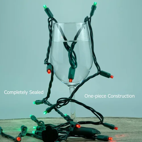 Miniatura 5 de Luces de Navidad de gran angular de una pieza rojas y verdes, 140 unidades, 48 pies, 2 juegos de 70 LED de 24 pies de alto, impermeables, 0.197 in