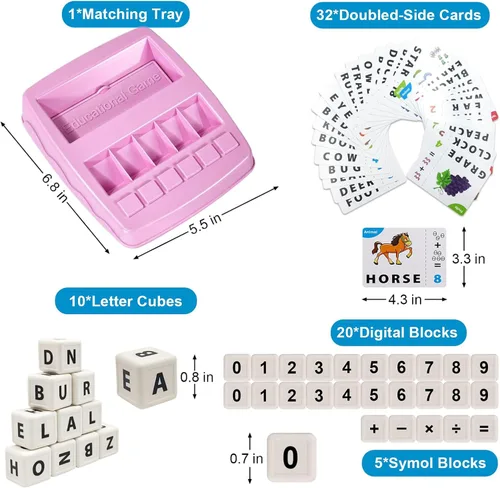 Miniatura 4 de Juego de cartas didácticas 2 en 1 y cartas educativas a juego para niños de 3 a 6 años, juguetes de aprendizaje, alfabeto fonético ABC, ortografía