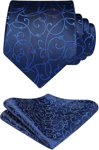 Miniatura 38 de Corbatas florales tejidas clásicas para hombre, corbata cuadrada de bolsillo, corbatas formales para hombres, boda con pañuelo