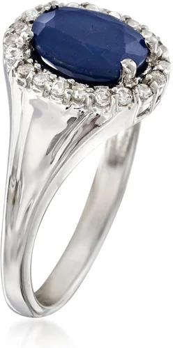 Miniatura 3 de Ross-Simons 1.50 Carat Sapphire and .30 ct. t.w. White Topaz Ring in Sterling Silver