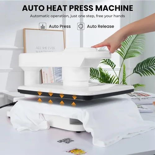 Miniatura 3 de Máquina giratoria de prensa de calor automática, prensa inteligente de camisetas de 15 x 15 pulgadas con liberación automática y presión automática
