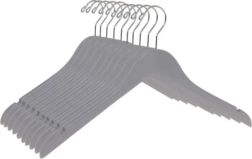 Miniatura 21 de Perchas de madera negra semicurvadas de calidad, paquete de 80 perchas de madera maciza con acabado liso con gancho giratorio, chaqueta, pantalón