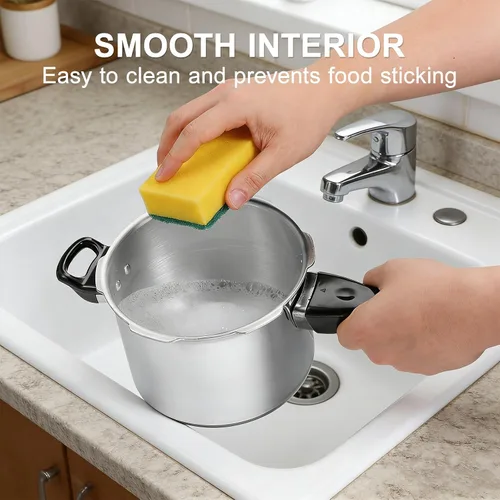Miniatura 7 de DOITOOL Olla a presión de aluminio 16cm/6.3 pulgadas fondo pequeña olla a presión para estufa de gas e inducción para cocina casera, plateado