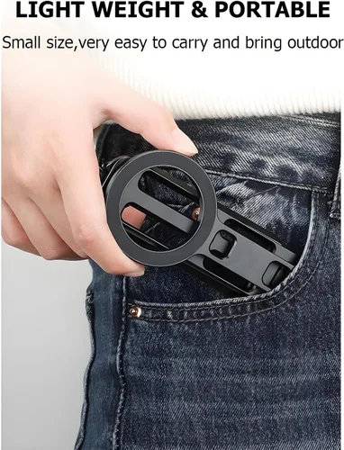 Miniatura 5 de Trípode magnético para iPhone 16/15/14/13/12 Plus Pro Max, trípode de aluminio mini Magsafes para iPhone y Magsafes, diseño de doble cara, tornillo