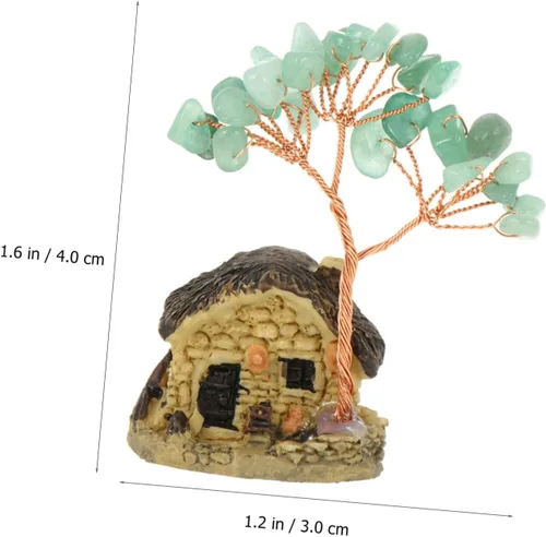 Miniatura 2 de Cabilock Adorno de árbol de piedras preciosas de cristal para árbol de dinero, mini oficina resina, árbol de dinero