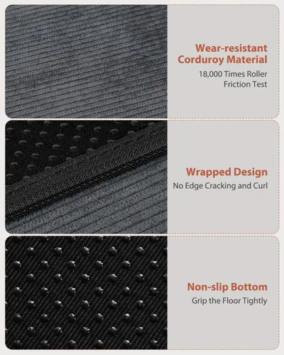 Miniatura 4 de Blvornl Tapete para silla de oficina para suelo de madera dura y alfombra de pelo bajo, superficie de pana de 47 x 60 pulgadas, tapete protector