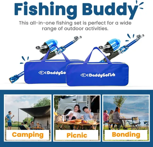 Miniatura 6 de DaddyGoFish Kids Fishing Pole - Rod Reel Combo Tackle Box Starter Set - First Year Small Dock Gear Kit for Boys Girls Toddler Youth Age Beginner