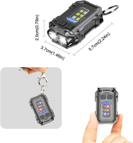 Miniatura 5 de Paquete de 2 llaveros EDC - Mini llavero de luz súper brillante con clip para sombrero, base magnética, luces de flash de bolsillo pequeñas