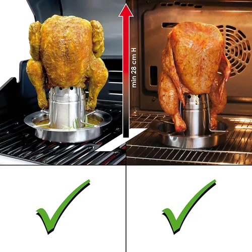 Miniatura 2 de AMOZO Soporte para pollo para latas de cerveza para parrilla y ahumador, soporte para pollo de acero inoxidable 304 de alta calidad, tostadores