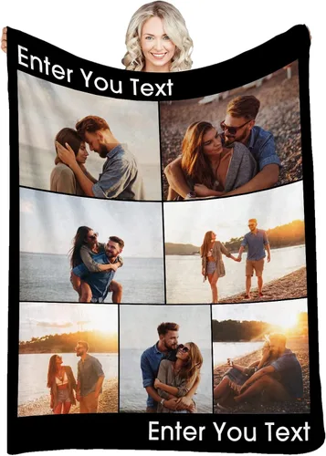 Miniatura 10 de Manta personalizada con fotos, texto, fotos personalizadas, mantas para adultos y niños, cumpleaños familiar, 1 foto, 50 x 40 pulgadas