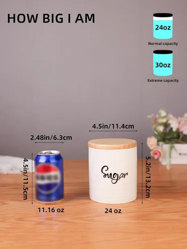 Miniatura 2 de LEETOYI Contenedores de almacenamiento de alimentos de porcelana con tapa, diseño de tamaño pequeño y ahorra espacio, 4.5 pulgadas, color blanco