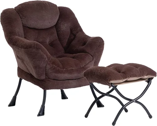 Miniatura 31 de HollyHOME - Silla perezosa con reposabrazos y bolsillo lateral, cómoda silla de sala de acento, sofá de ocio para sala de estar, recámara