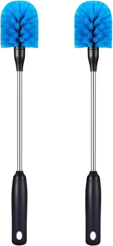 Miniatura 11 de MOSOLAN Cepillo para botellas de acero inoxidable con cabezal reemplazable, paquete de 2 cepillos de limpieza de mango largo para botellas de agua