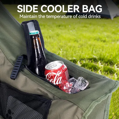 Miniatura 8 de Huskfirm Silla de campamento de gran tamaño, acolchadas, sillas de campamento plegables de alta resistencia con portavasos y bolsa enfriadora, silla