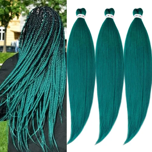 Miniatura 47 de pelo trenzado preestirado marrón, pelo trenzado Kanekalo, pelo trenzado preestirado de 26 pulgadas, 6 paquetes plegados, textura Yaki, extensiones