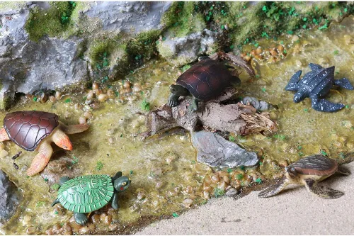 Miniatura 5 de Volnau Mini figuras de tortugas marinas, 14 piezas, figuras de animales para jardín de infantes, niños, criatura marina del océano, paquete