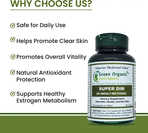 Miniatura 5 de Green Organic Supplements DIM, diindolilmetano, I-3-C, indol-3-carbinol, brócoli, 90 VCaps, alta absorción, sin OMG, sin gluten, (paquete de 3)