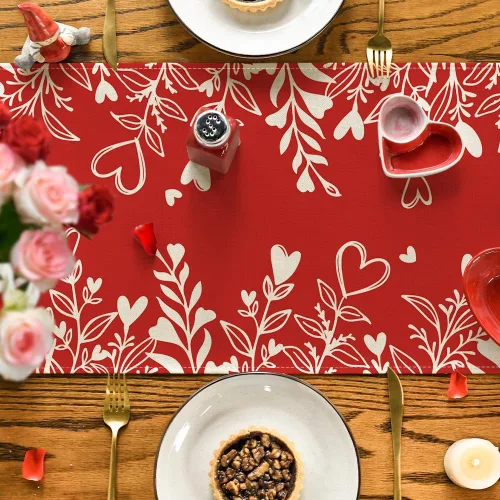 Miniatura 7 de Artoid Mode Camino de mesa con diseño de corazón rojo para el día de San Valentín, decoración de mesa de comedor de cocina de temporada