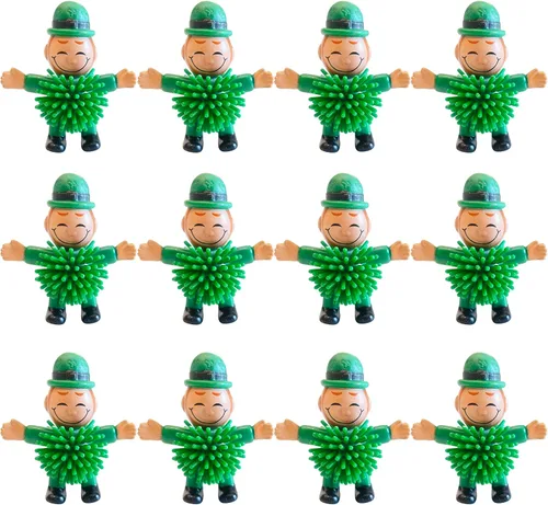 12 juguetes de duende mini del día de San Patricio, juguetes de puercoespín para apretar, juguete para aliviar el estrés para niños, recuerdo de