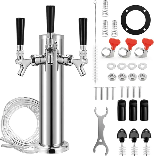 Miniatura 9 de MRbrew Kegerator - Dispensador de torre de grifo de cerveza con doble grifo, torre de cerveza, dispensador de cerveza de barril de acero inoxidable