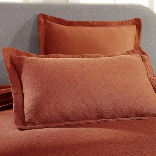 Miniatura 4 de Superior Colcha de Tejido de Cesta 100% Algodón con Fundas de Almohada, Ropa de Cama Jacquard Matelassé de Algodón Premium para Todas las Mandarina