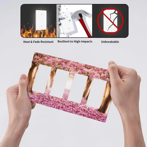 Miniatura 761 de Cubiertas de placa de pared de 3 gang con interruptor de luz de triple palanca, en negro y dorado con esplendor de oro rosa, estampado floral