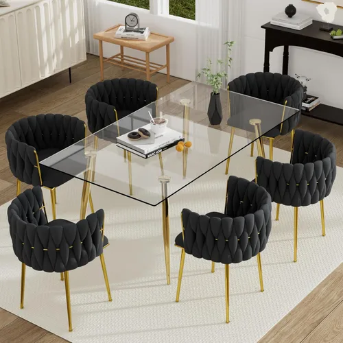 Miniatura 11 de Juego de mesa de comedor de cristal plateado para 2, juego de mesa cuadrada de lujo moderno de 36 pulgadas, juego de mesa de cocina minimalista de 3